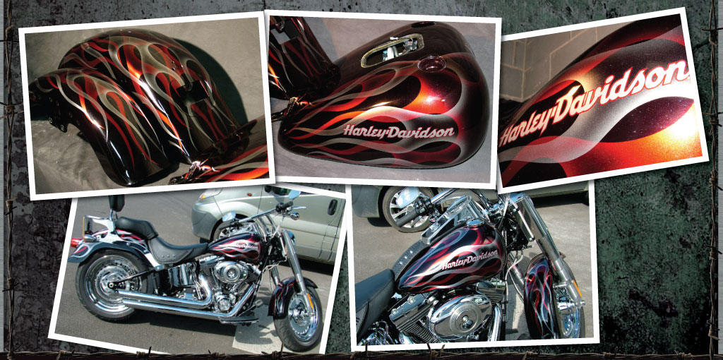 Harley Davidson Fatboy in double ghost flame design