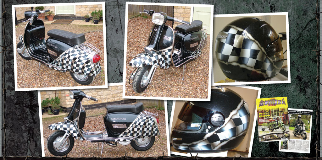 lambretta with airbrushed wavey checkered flag design