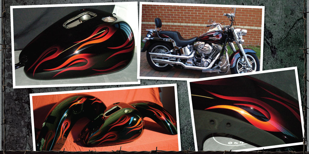 Paint Supremacy. Harley Red ghost flame tank